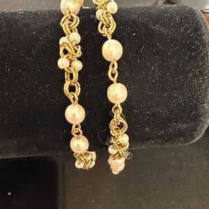 Two Separate Twin Pearl and Gold Bracelets